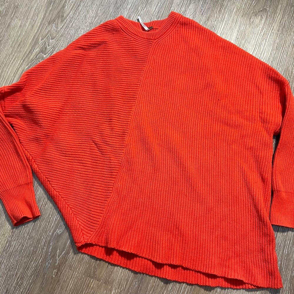 Free People Downtown Pullover In Coral Cotton Sweater Womens Medium